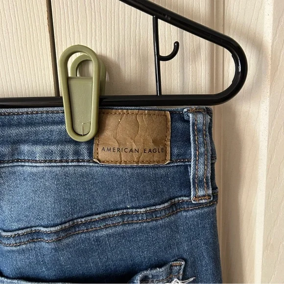American Eagle Outfitters Blue Skinny Distressed Jeans - Picture 4 of 7